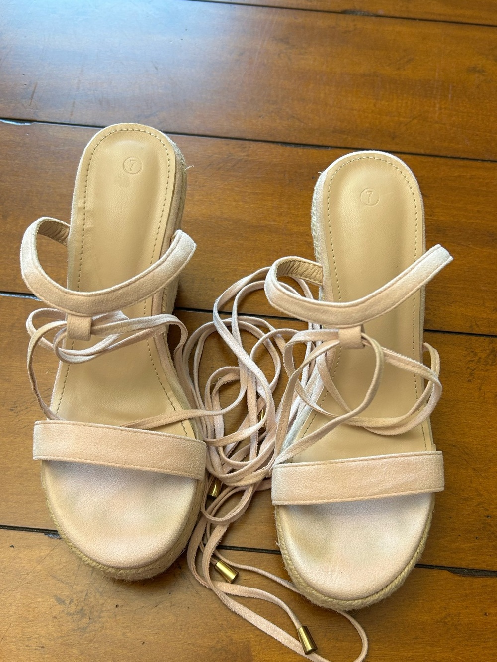 Amazon Women's Lace-Up Espadrille Sandals in Blush